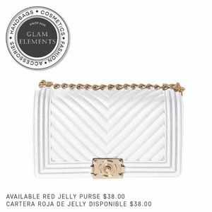 **NWT** White Chevron Pattern Jelly Purse